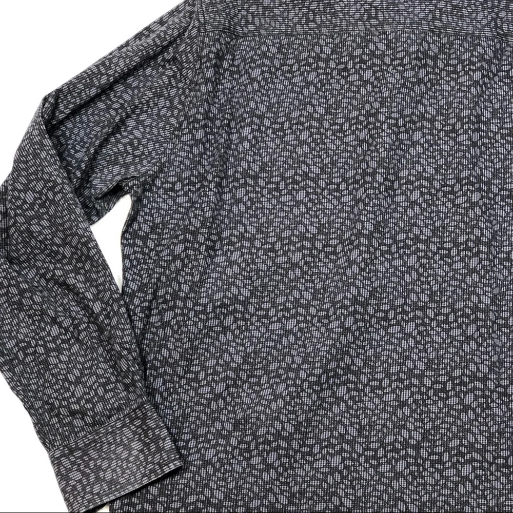 Pronto Uomo Blue Black Print Oxford Shirt size 2XT - Picture 7 of 10